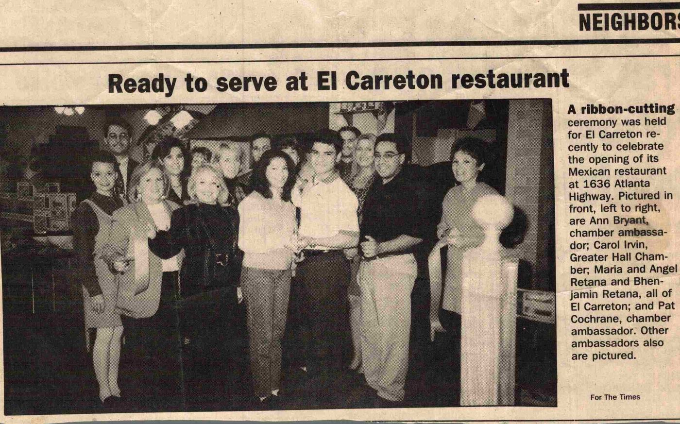 Newspaper clipping — El Carretón restaurant opening